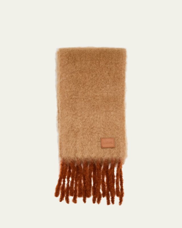 Wool-Blend Logo Patch Scarf